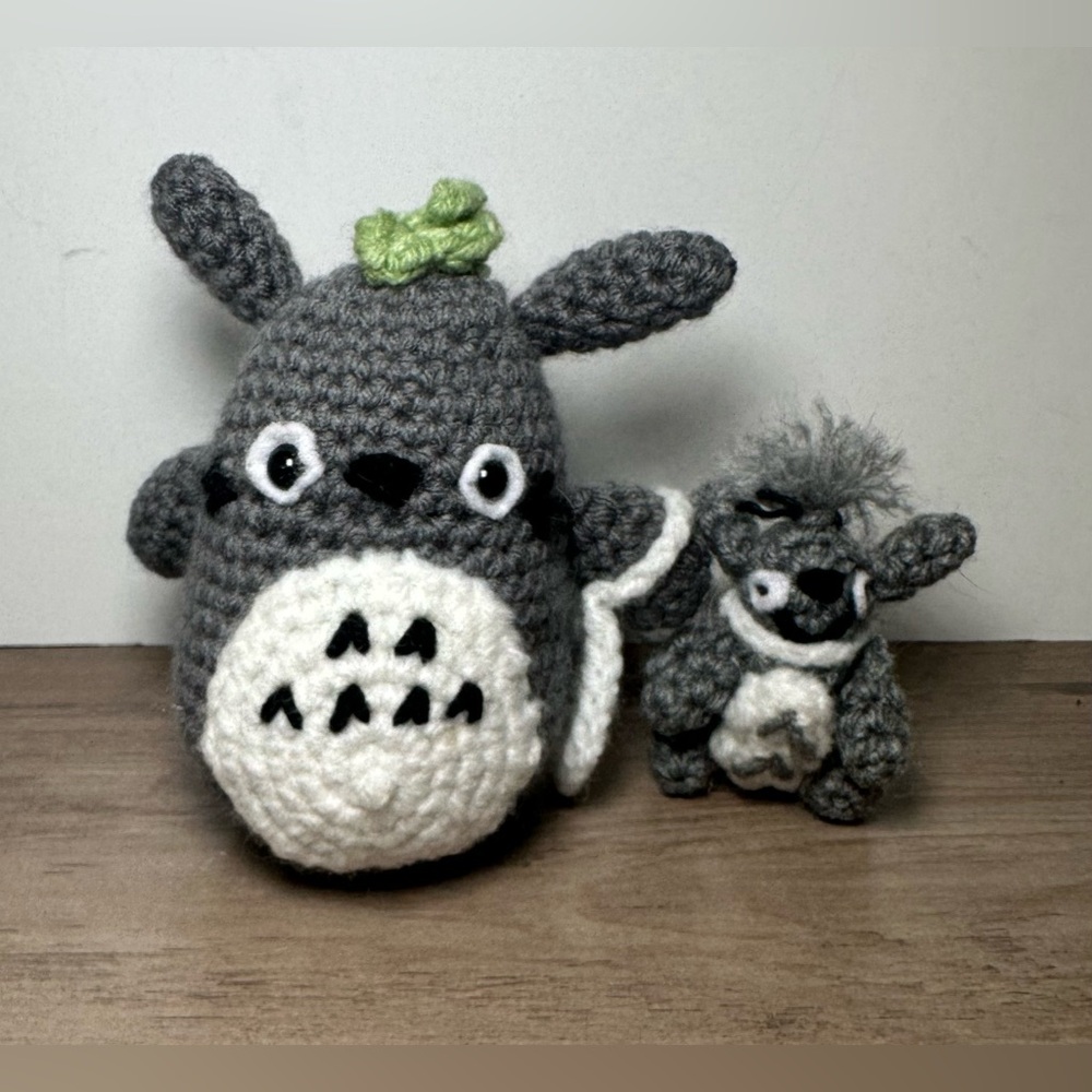 Handmade Crochet Totoro & Friend On Leash-‎ My Neighbor Totoro New Plush.